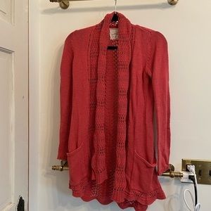 Anthropologie Angel of the North Coral Sweater